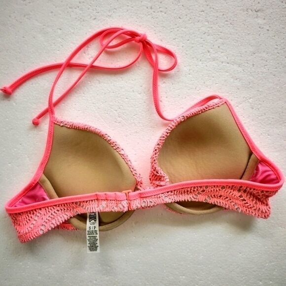 PINK Coral Mesh Nude Bikini Top S - Picture 2 of 3